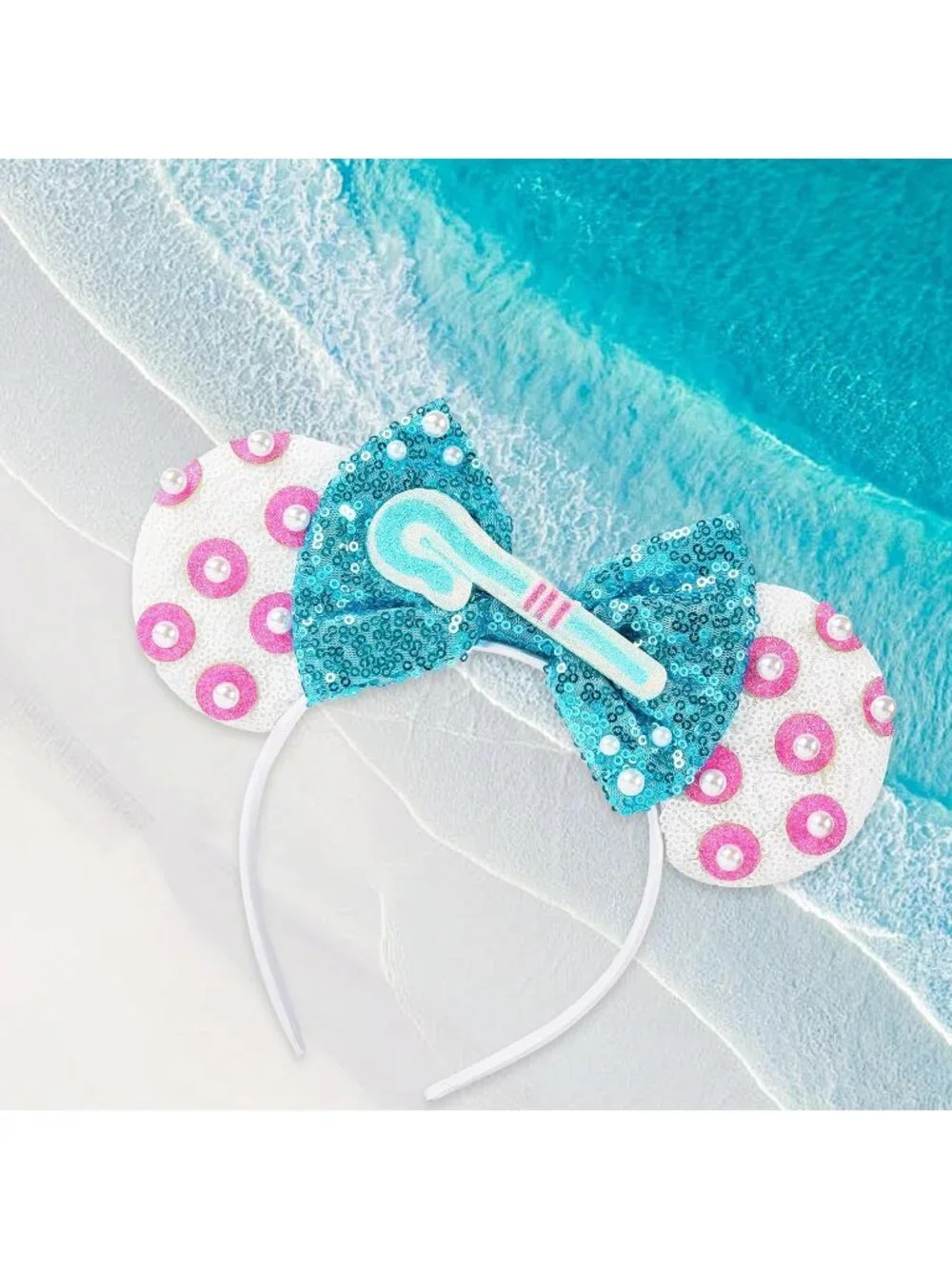 Women White Blue Cartoon Mickey Mouse Costume Headband For Cosplay